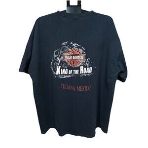 Vintage Harley Davidson Tshirt King Of The Road Baja Tijuana Mexico 3XL